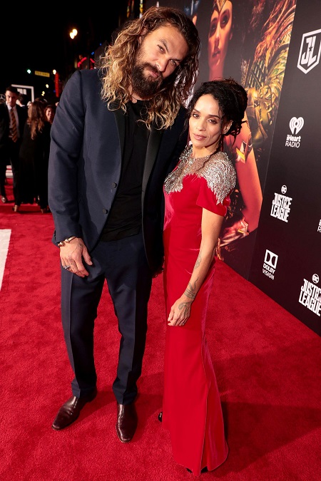 Jason Momoa and Lisa Bonet in the "Justice League" premiere in Los Angeles