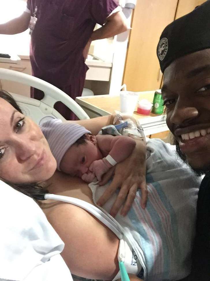 Robert Griffin III and his wife  Rebecca Liddicoat with their newly born daughter