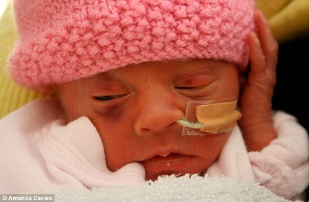Amanda Davies's prematurely born baby