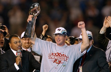 Jon Gruden with Super Bowl Cup