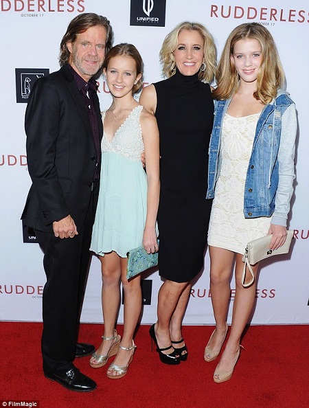 William H. Macy and Felicity Huffman with their daughters