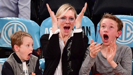 Cate with her first two sons: Dashiell and Roman